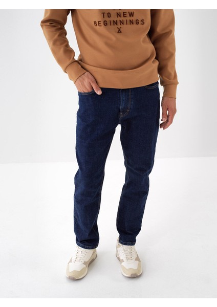 Erkek İndigo Pamuk Dokulu Slim Fit Denim Pantolon fiyatları