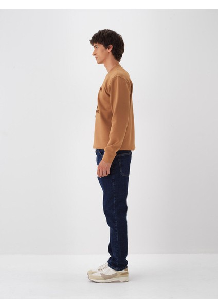 Erkek İndigo Pamuk Dokulu Slim Fit Denim Pantolon modelleri