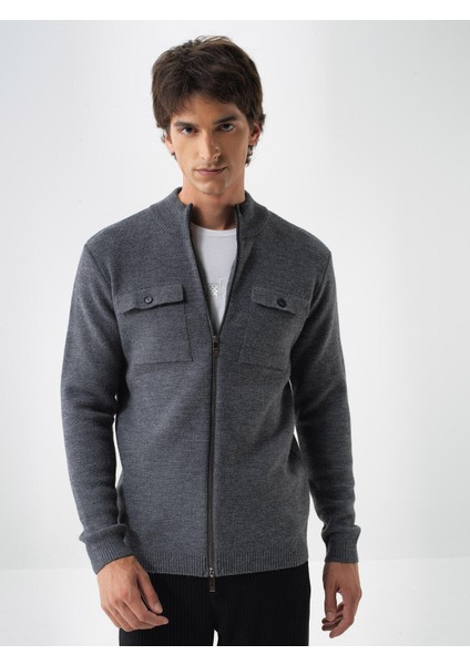 Erkek Antrasit Doğal Yün Dokulu Regular Fit Hırka fiyatları
