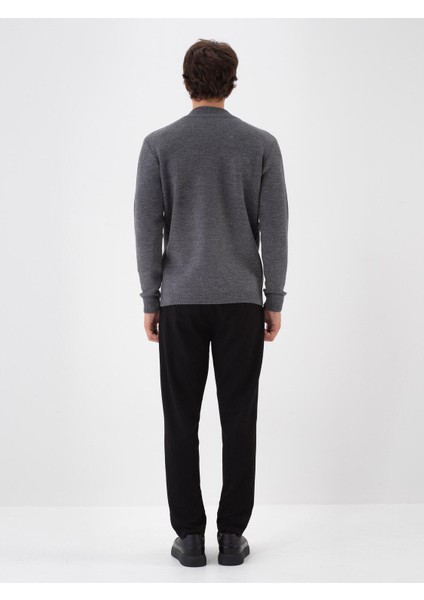 Erkek Antrasit Doğal Yün Dokulu Regular Fit Hırka fırsatları