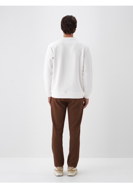 Erkek Ekru Pamuk Dokulu Regular Fit Sweatshirt fırsatları