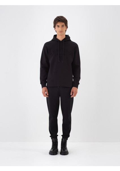 Erkek Siyah Pamuk Dokulu Regular Fit Sweatshirt