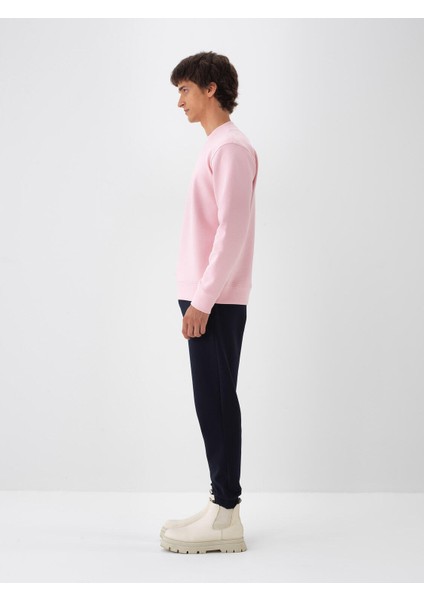 Erkek Pembe Pamuk Dokulu Regular Fit Sweatshirt modelleri