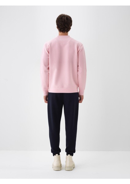 Erkek Pembe Pamuk Dokulu Regular Fit Sweatshirt fırsatları