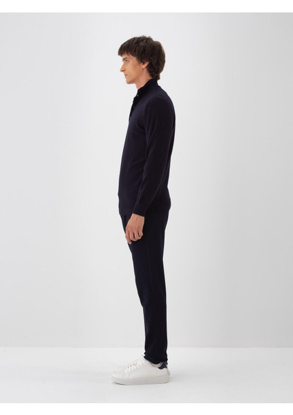 Erkek Lacivert Doğal Yün Dokulu Regular Fit Kazak modelleri