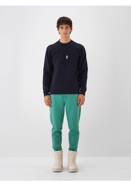 Erkek Lacivert Pamuk Dokulu Regular Fit Sweatshirt