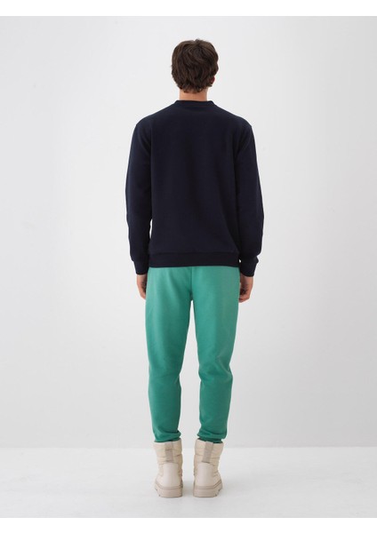 Erkek Lacivert Pamuk Dokulu Regular Fit Sweatshirt fırsatları