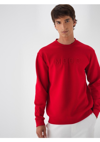 Erkek Kırmızı Pamuk Dokulu Regular Fit Sweatshirt fiyatları
