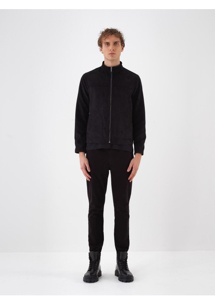 Erkek Siyah Soft Touch Süet Görünüm Regular Fit Ceket