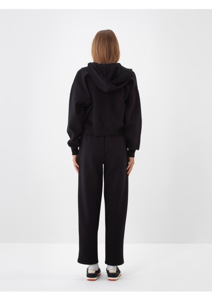 Kadın Siyah Pamuk Dokulu Oversize Sweatmont fırsatları