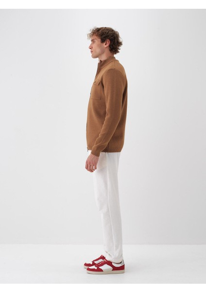 Erkek Camel Doğal Yün Dokulu Regular Fit Hırka modelleri