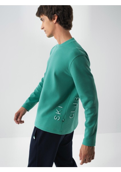 Erkek Yeşil Pamuk Dokulu Regular Fit Sweatshirt fiyatları