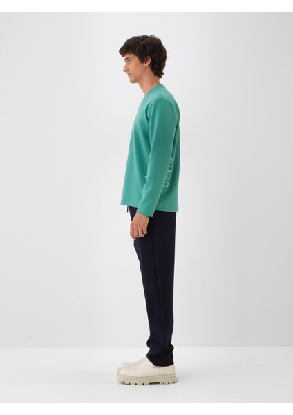 Erkek Yeşil Pamuk Dokulu Regular Fit Sweatshirt modelleri