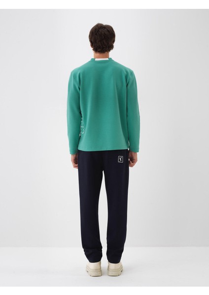 Erkek Yeşil Pamuk Dokulu Regular Fit Sweatshirt fırsatları