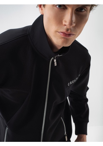 Erkek Siyah Pamuk Dokulu Regular Fit Sweatmont fiyatları