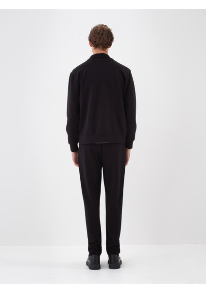 Erkek Siyah Pamuk Dokulu Regular Fit Sweatmont fırsatları