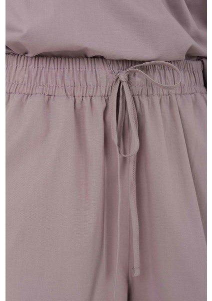 Poplin Bol Paça Pantolon Açık Leylak