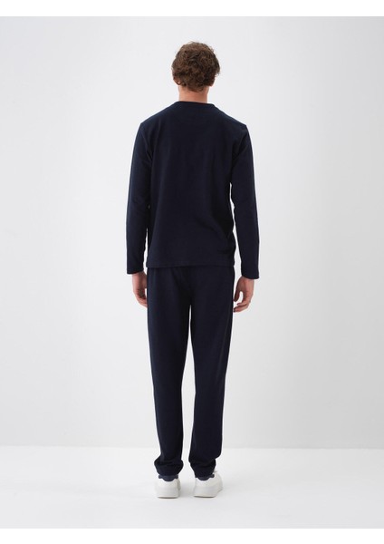 Erkek Lacivert Pamuk Dokulu Regular Fit Sweat Pantolon fırsatları