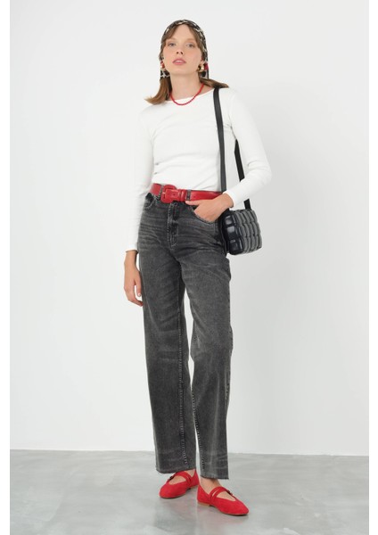 Wide Leg Jean Antrasit