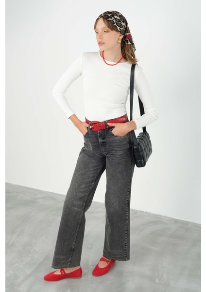 Wide Leg Jean Antrasit