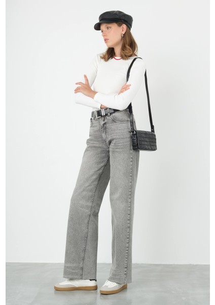 Wide Leg Jean Gri modelleri