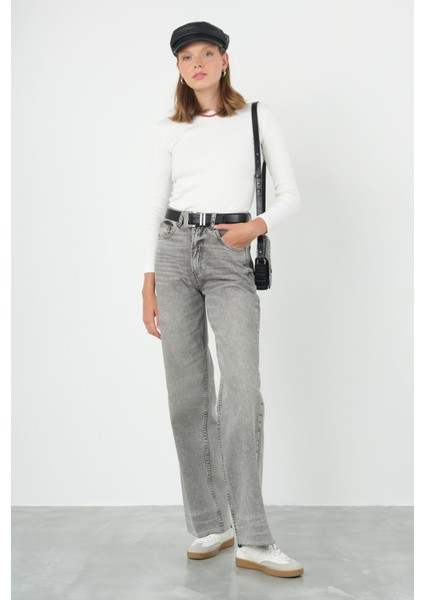 Wide Leg Jean Gri indirimleri