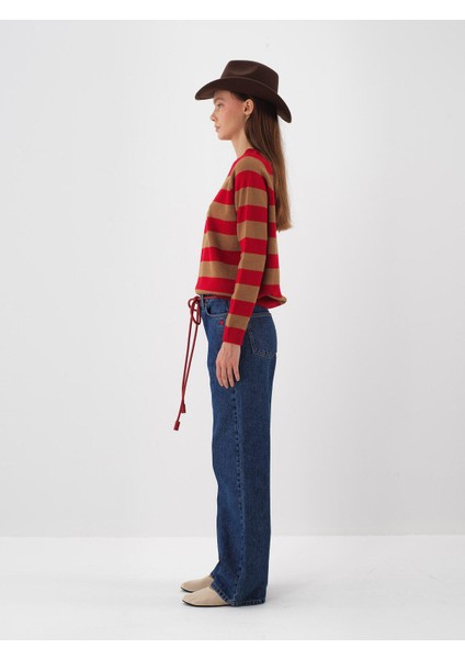 Kadın Mavi Pamuk Dokulu Regular Fit Pantolon modelleri