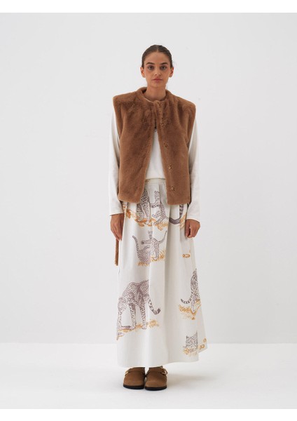 Kadın Camel Formunu Koruyan Regular Fit Yelek