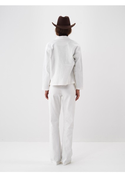 Kadın Ekru Pamuk Dokulu Oversize Ceket fırsatları