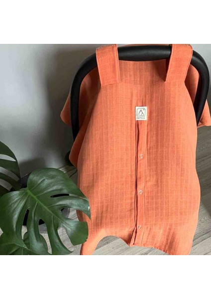 %100 Pamuk Somon Müslin Set (Müslin Örtü, Puset Örtüsü, Fular , 3'lü Emzik Askısı )