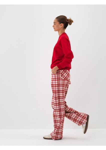 Kadın Kırmızı Pamuk Dokulu Regular Fit Sweatshirt fiyatları