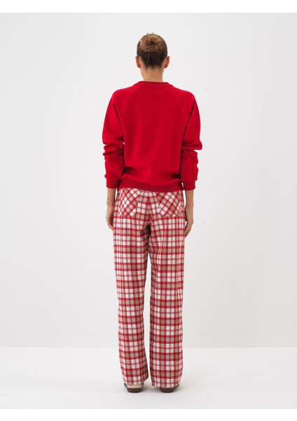 Kadın Kırmızı Pamuk Dokulu Regular Fit Sweatshirt fırsatları