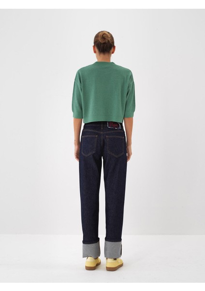 Kadın Yeşil Doğal Yün Dokulu Oversize Kazak fırsatları