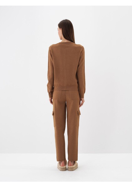 Kadın Camel Doğal Yün Dokulu Regular Fit Hırka fırsatları