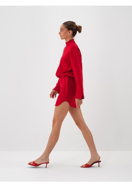 Kadın Kırmızı Pamuk Dokulu Oversize Elbise fiyatları