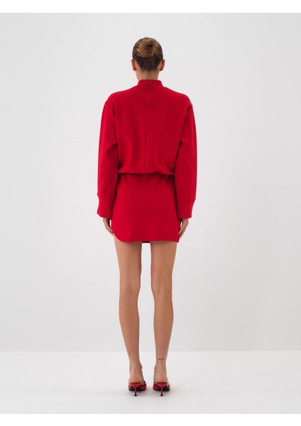 Kadın Kırmızı Pamuk Dokulu Oversize Elbise fırsatları