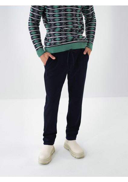 Erkek Lacivert Esnek Dokulu Regular Fit Jogger Pantolon fiyatları