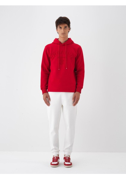 Erkek Kırmızı Pamuk Dokulu Regular Fit Sweatshirt