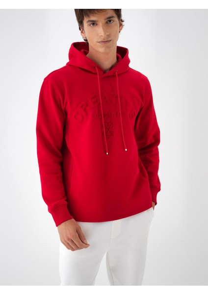 Erkek Kırmızı Pamuk Dokulu Regular Fit Sweatshirt fiyatları