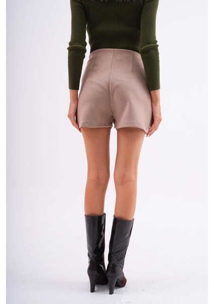 Kadın Fermuar Detaylı Şortlu Süet Etek 245125 - indirimleri