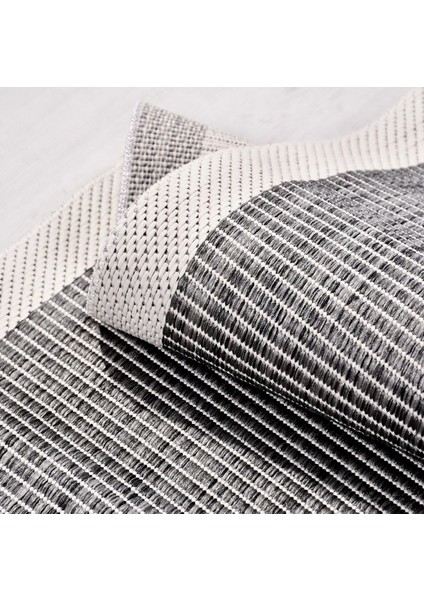 Crea Halı Andora AS07 Gri Beyaz Bordürlü Hasır Dokulu Sisal Çerçeveli Halı