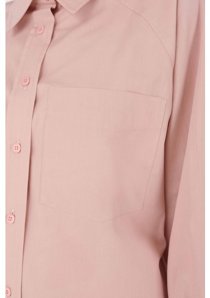 Reglan Kol Poplin Gömlek Soft Pembe