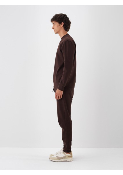 Erkek Kahverengi Pamuk Dokulu Regular Fit Sweatshirt modelleri