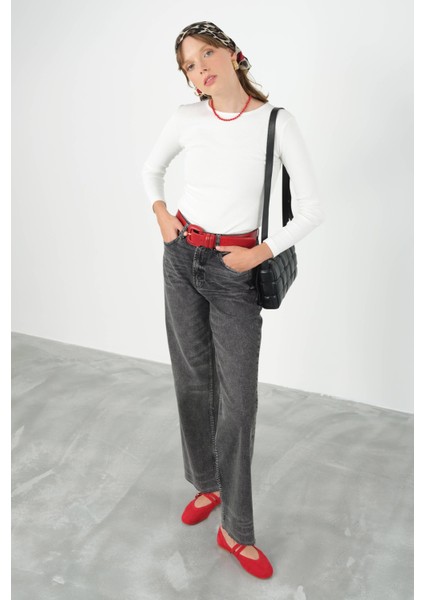 Wide Leg Jean Antrasit