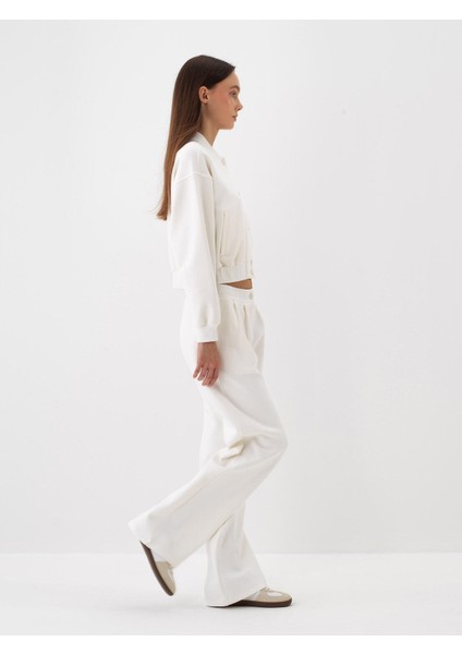 Kadın Ekru Pamuk Dokulu Oversize Sweatmont fiyatları