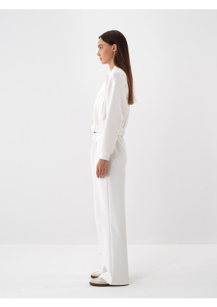Kadın Ekru Pamuk Dokulu Oversize Sweatmont modelleri