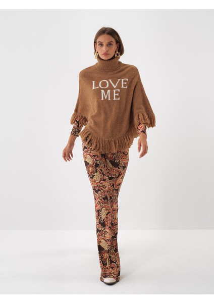 Kadın Camel Yumuşak Dokulu Regular Fit Panço fiyatları