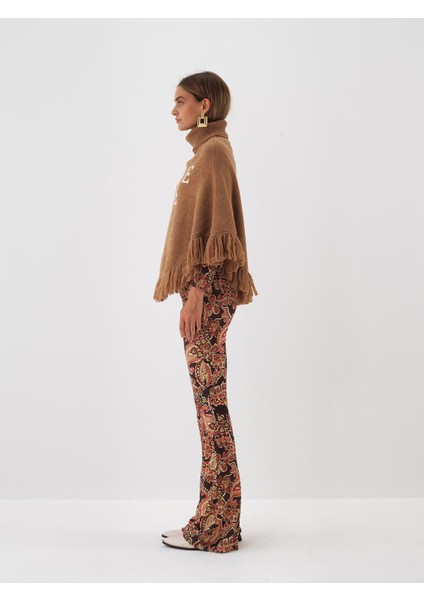 Kadın Camel Yumuşak Dokulu Regular Fit Panço modelleri