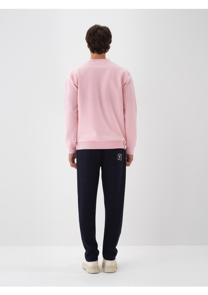 Erkek Pembe Pamuk Dokulu Regular Fit Sweatshirt fırsatları