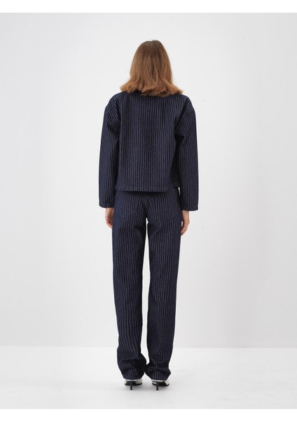 Kadın Lacivert Pamuk Dokulu Oversize Ceket fırsatları